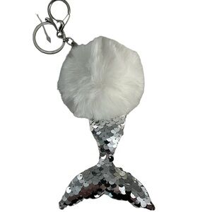 Mermaid Keychain/Bag Charm with Furry Pom